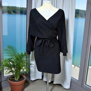 Immodel by HWA Surplice Neckline Rib Knit Dress